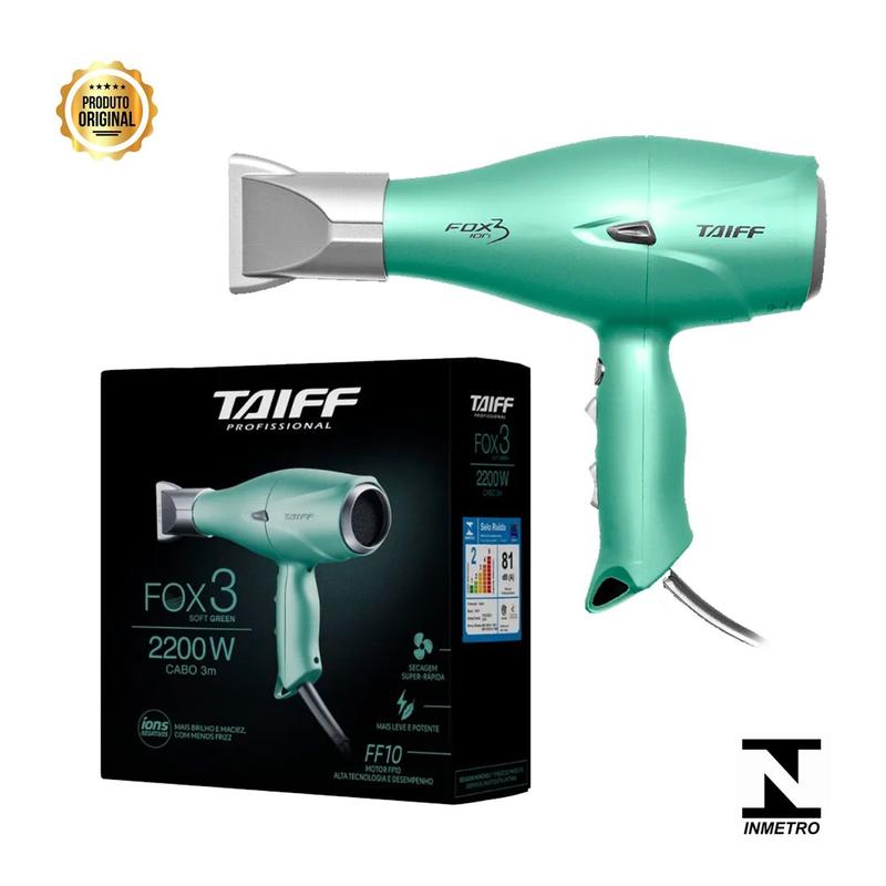 Secador de Cabelo Taiff Diamante Fox Íon 3 Soft Green 110v